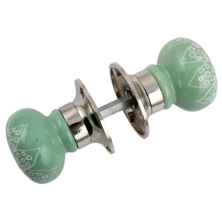 Pea Green Gerbera Flower Mortice Handle 2.25